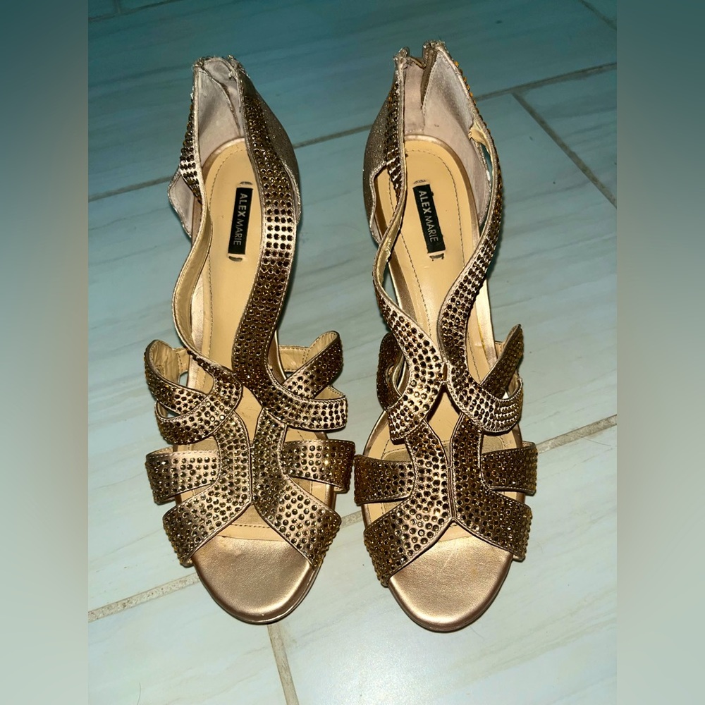 Alex Marie Gold Rhinestone Heels Size 8.5